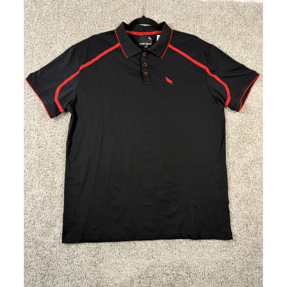 Stone Falcon Men's XL Black Red Performance Polo Shirt Short Sleeve NWT $69